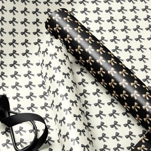 Chic Gift Wrap Elegant Wrapping Paper Classic Bow Gift Wrap Black and White Feminine Wrapping Paper Photoshoot Prop Gift Wrap for Wedding