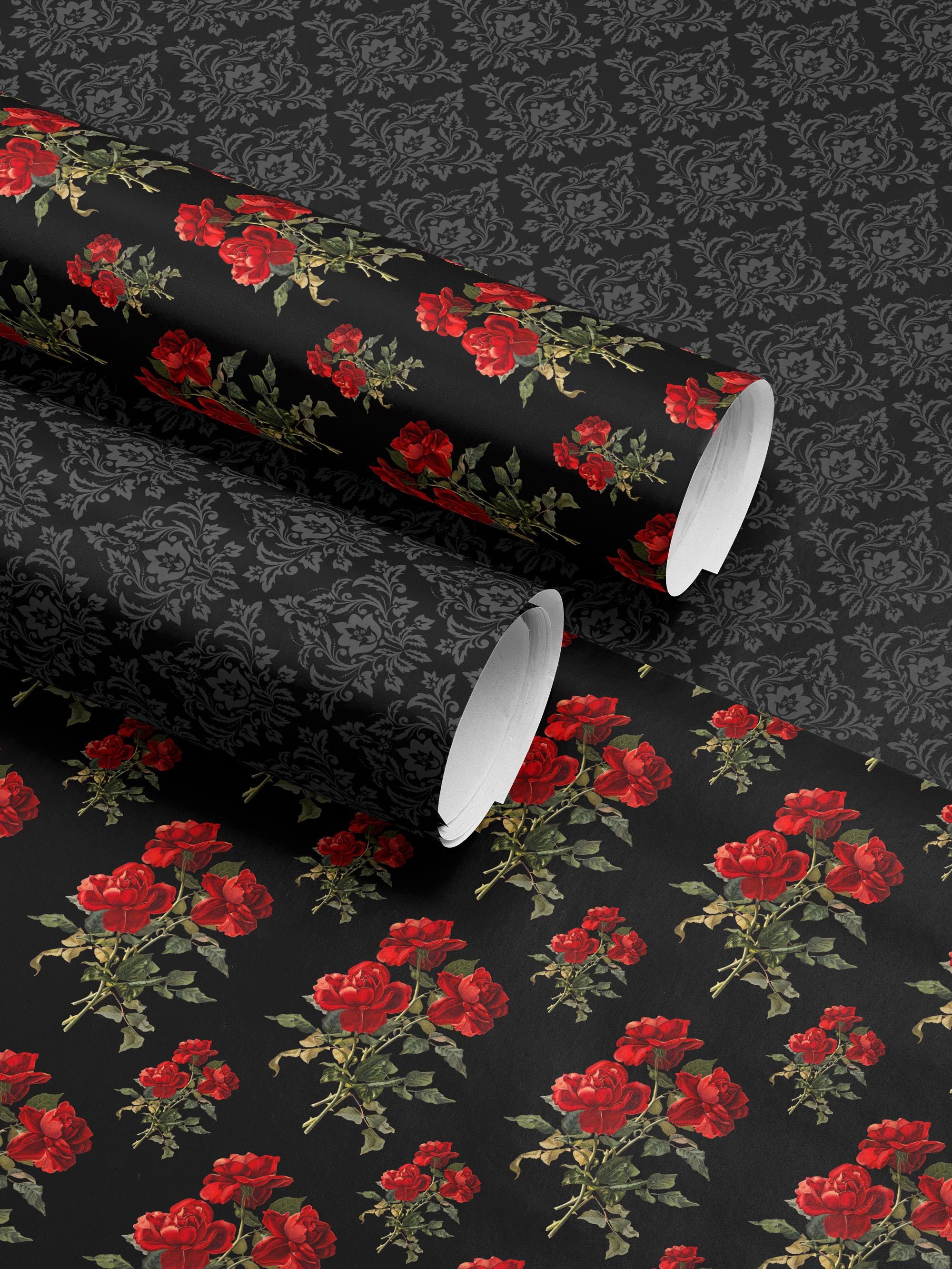 Holiday Gift Wrap Rose Wrapping Paper Flower Bouquet Gift Wrap ...