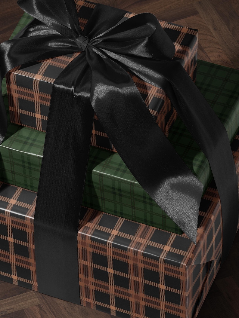 Brown Plaid Wrapping Paper Holiday Gift Wrap Christmas Present Wrapping Idea Christmas Party Gift Vintage Wrapping Paper Premium Gift Wrap