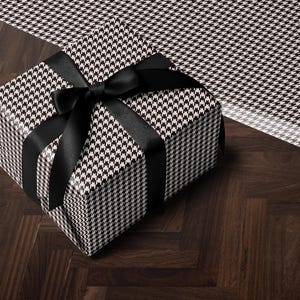 Houndstooth Gift Wrap Paper Vintage Wrapping Paper Black and White Plaid Gift Wrap College Gift for Her Decorative Paper Wrapping Supplies