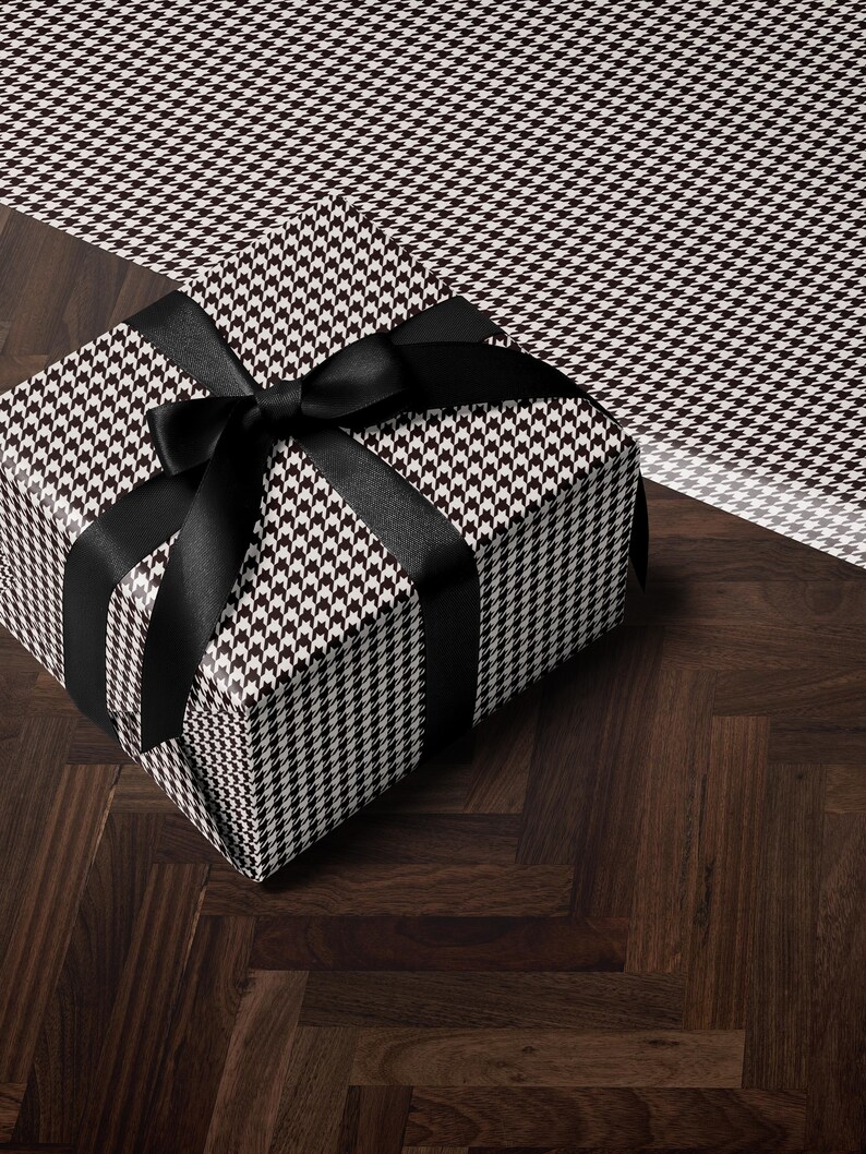 Houndstooth Gift Wrap Paper Vintage Wrapping Paper Black and White Plaid Gift Wrap College Gift for Her Decorative Paper Wrapping Supplies