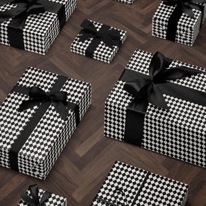 Premium Gift Wrap Harlequin Wrapping Paper Christmas Gift Wrap Holiday Wrapping Paper Black and White Paper Plaid Gift Wrap Traditional