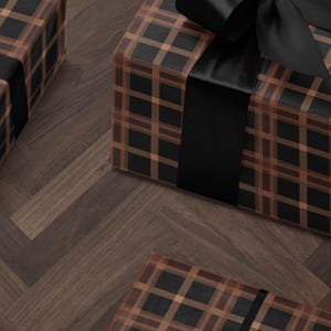 Brown Plaid Wrapping Paper Holiday Gift Wrap Christmas Present Wrapping Idea Christmas Party Gift Vintage Wrapping Paper Premium Gift Wrap