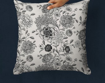 Elegant Throw Pillow Cover Floral Print Pillowcase Flower Pillow Classic Home Decor Couch Cushion Cover Accent Pillow Bed Pillow Decor