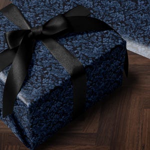 Sapphire Blue Wrapping Paper Blue Floral Gift Wrap Moody Flower Design Gift Wrap for Wedding Wrapping Paper Bridal Shower Gift for Bride