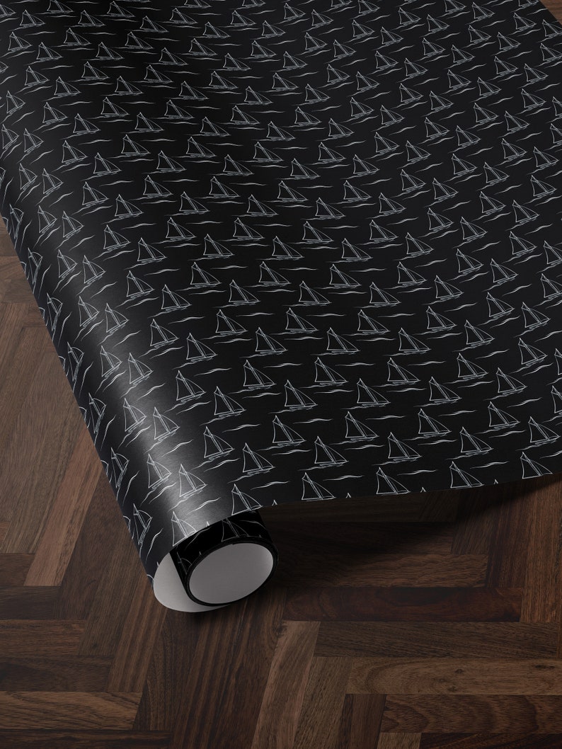 Sailboat Gift Wrap Sailing Wrapping Paper Coastal Gift Wrap Yacht Wrapping Paper Sailor Gift Wrap Moody Wrapping Paper Wedding Gift Wrap