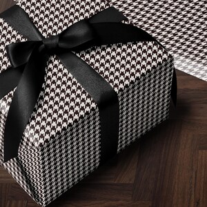 Houndstooth Gift Wrap Paper Vintage Wrapping Paper Black and White Plaid Gift Wrap College Gift for Her Decorative Paper Wrapping Supplies
