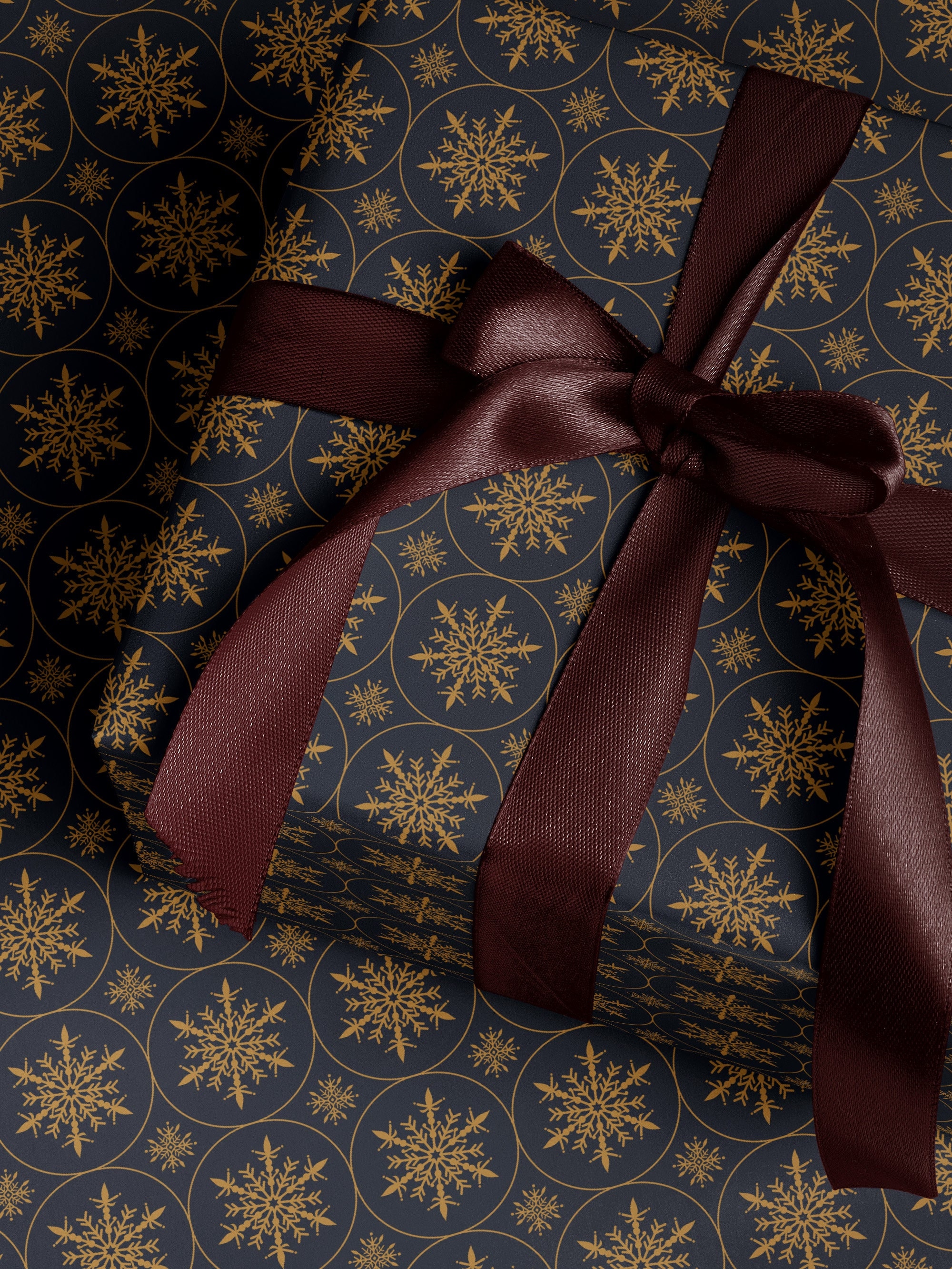 Snowflake Wrapping Paper Holiday Gift Wrap Snowflake Gift Wrap Elegant Christmas Gift Wrap Seasonal Gift Wrap Gold Gift Wrap Blue