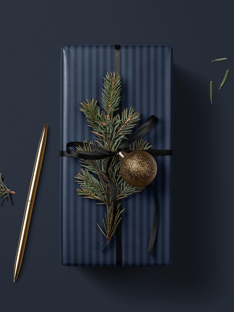Blue Stripe Gift Wrap Blue Wrapping Paper Christmas Party Gift Idea Children Gift Wrap Birthday Wrapping Paper Vintage Wrapping Paper Boy