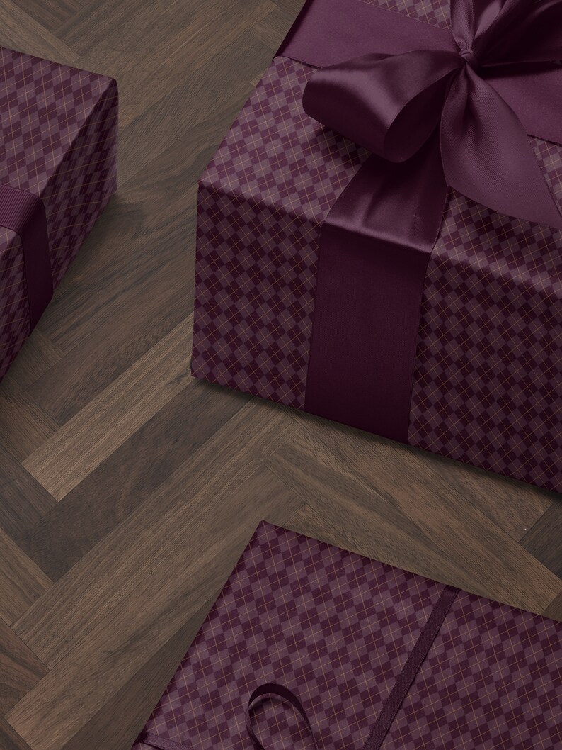 Purple Gift Wrap Paper Christmas Gift Package for Her Baby Shower Gift Wrap Christmas Wrapping Paper Plaid Gift Wrap Wedding Gift Wrap Rol
