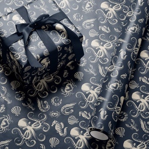 Octopus Gift Wrapping Paper Ocean Life Art Underwater Print Wrapping Paper Pattern Octopus Art Sea Life Gift Octopus Decor Scrapbook Paper
