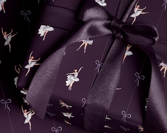 Ballerina Birthday Party Wrapping Paper Girl Gift Wrap Purple Wrapping Paper Ballet Gift Wrap for Holiday Wrapping Paper Children Gift Idea