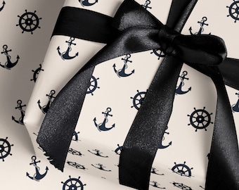 Boating Gift Wrap Paper Roll Sailboat Print Wrapping Paper Coastal Wedding Gift Nautical Gift for Him Beach Gift Idea Coastal Wrapping Paper