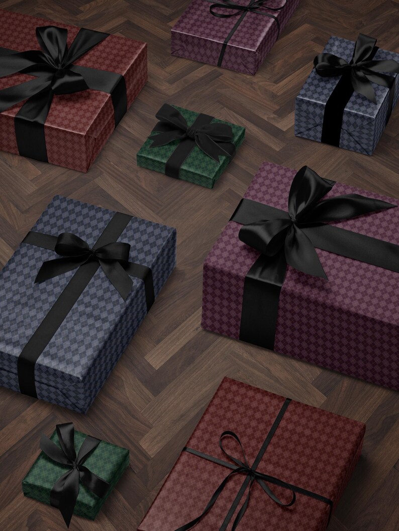Argyle Purple Wrapping Paper Birthday Purple Plaid Gift Wrap Mom Anniversary Gift for Her Vintage Wrapping Paper Craft Decoupage Paper