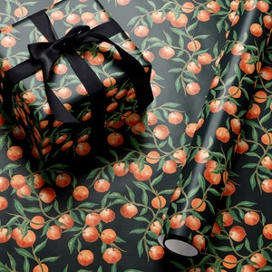 Fruit Wrapping Paper Moody Gift Wrap Orange Wrapping Paper Birthday Gift Wrap Tropical Gift Wrap Moody Wrapping Paper For Special Occasion