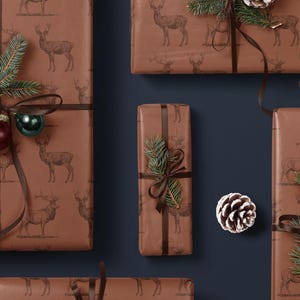 Deer Wrapping Paper Elk Gift Wrap Hunting Gift for Men Holiday Wrapping Paper Christmas Gift Masculine Gift Christmas Present Stag Party