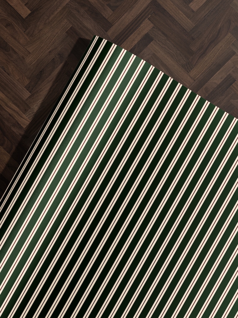 Gift Wrap Stripes Green and Red