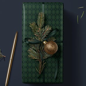 Green Argyle Wrapping Paper Birthday Gift Wrapping Paper Golf Gift Wrap Christmas Wrapping Paper Green Plaid Gift Wrap for Him Gift Brother