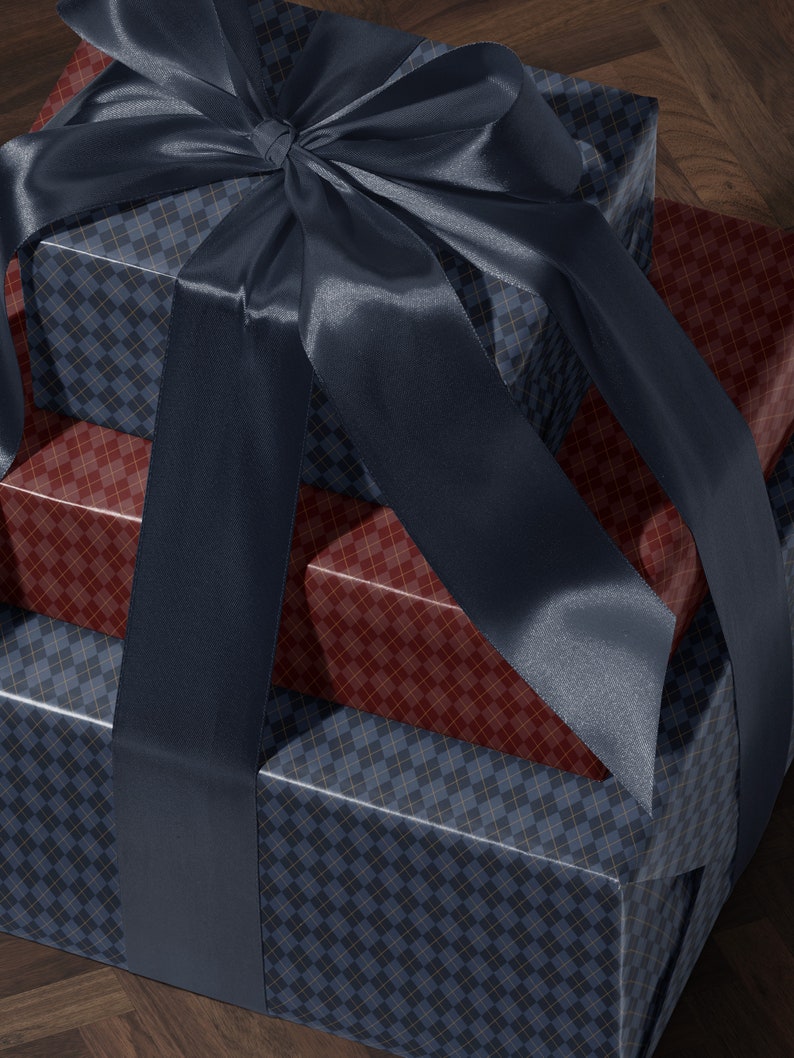 Blue Gift Wrap Roll Plaid Wrapping Paper Christmas Gift Wrap Paper Christmas Paper Classic Wrapping Paper Blue Holiday Gift Wrap for Him