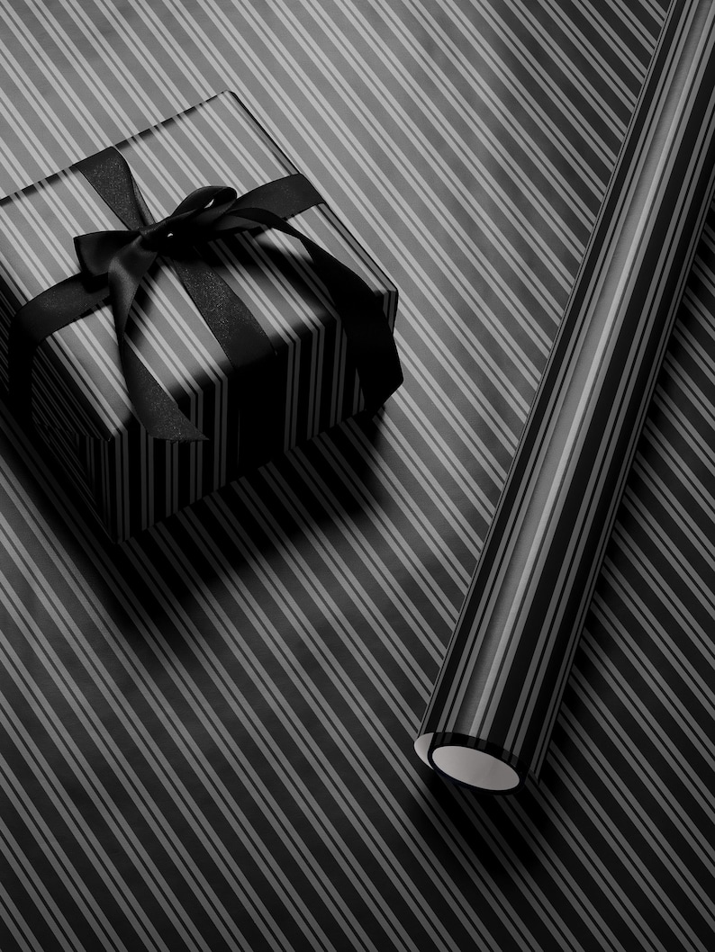 Gothic Gift Wrap Black Stripe Wrapping Paper Elegant Gift Wrap Classic Wrapping Paper Holiday Gift Wrap Chic Wrapping Paper Birthday Gift