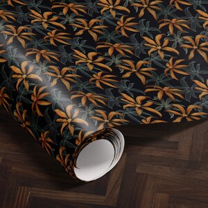 Moody Floral Print Wrapping Paper Birthday Gift Package for Her Elegant Gift Wrap Wedding Packaging Paper Tropical Party Decor Moody Flower