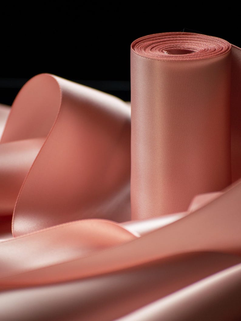 Wide Rose Gold Satin Ribbon for Gift Wrapping 4 Inch Luxury Ribbon for Statement Bows Wedding Decor Holiday Gift Packaging Large Bow Ribbon