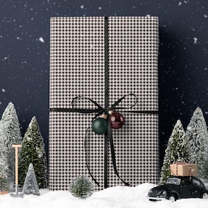 Houndstooth Gift Wrap Paper Vintage Wrapping Paper Black and White Plaid Gift Wrap College Gift for Her Decorative Paper Wrapping Supplies