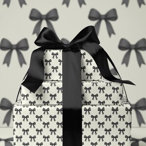 Chic Gift Wrap Elegant Wrapping Paper Classic Bow Gift Wrap Black and White Feminine Wrapping Paper Photoshoot Prop Gift Wrap for Wedding