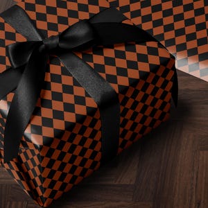 Halloween Wrapping Paper Fall Gift Wrap Orange and Black Paper Harlequin Design October Birthday Gift Wrap Roll Autumn Wrapping Paper Print