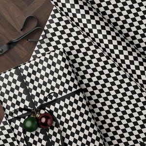 Premium Gift Wrap Harlequin Wrapping Paper Christmas Gift Wrap Holiday Wrapping Paper Black and White Paper Plaid Gift Wrap Traditional