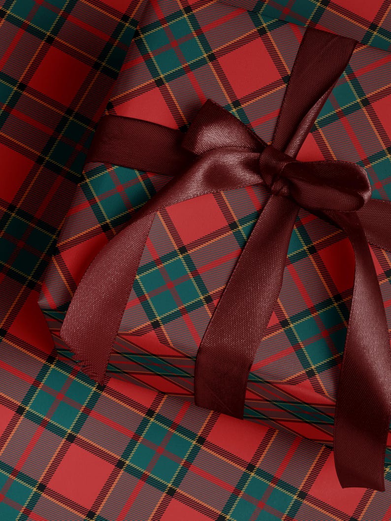 Christmas Plaid Wrapping Paper Nostalgic Christmas Gift Wrap Red and Green Paper Festive Decor Holiday Wrapping Paper Christmas Party Gift