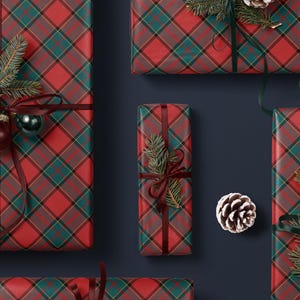 Christmas Plaid Wrapping Paper Nostalgic Christmas Gift Wrap Red and Green Paper Festive Decor Holiday Wrapping Paper Christmas Party Gift