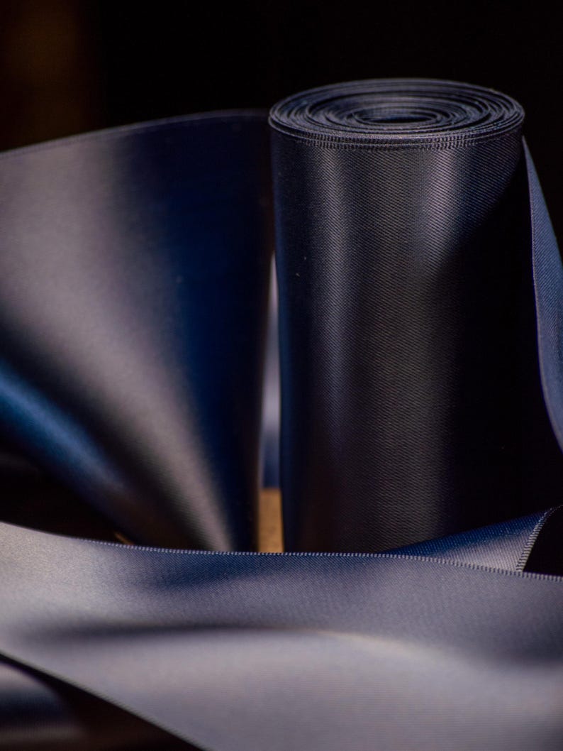 Wide Navy Satin Ribbon for Gift Wrapping 4 Inch Luxury Ribbon for Statement Bows Wedding Decor Holiday Gift Packaging Large Bow Ribbon