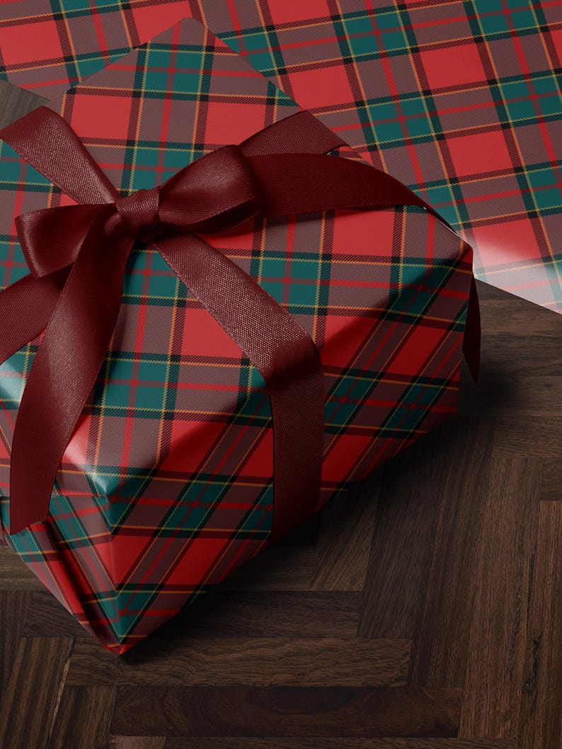 Christmas Plaid Wrapping Paper Nostalgic Christmas Gift Wrap Red and Green Paper Festive Decor Holiday Wrapping Paper Christmas Party Gift
