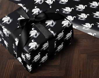 Swan Gift Wrap Roll Wrapping Paper Christmas Holiday Gift Wrap Christmas Paper Traditional Gift Wrap Bird Gift for Women Elegant Gift Wrap