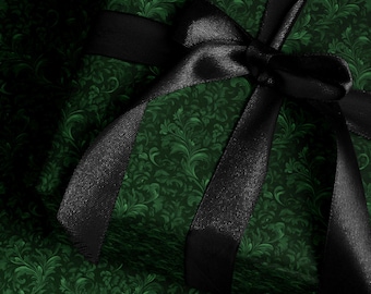 Green Damask Gift Wrap Botanical Garden Elegant Wrapping Paper Wedding Gift Wrapping Paper Green Gift Wrap Paper Damask Design Gift Wrap