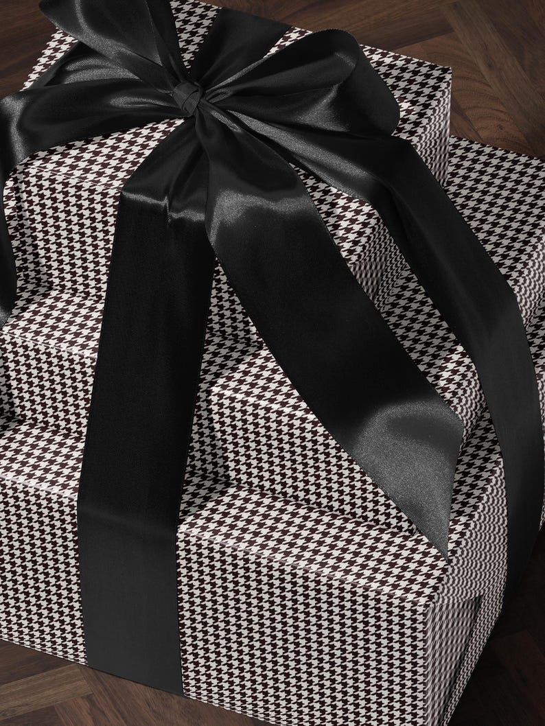 Houndstooth Gift Wrap Paper Vintage Wrapping Paper Black and White Plaid Gift Wrap College Gift for Her Decorative Paper Wrapping Supplies