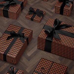 Halloween Wrapping Paper Fall Gift Wrap Orange and Black Paper Harlequin Design October Birthday Gift Wrap Roll Autumn Wrapping Paper Print