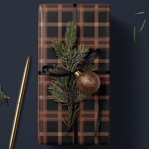 Carta da regalo scozzese marrone Carta da regalo per le feste Idee per incartare i regali di Natale Regalo per la festa di Natale Carta da regalo vintage Carta da regalo premium