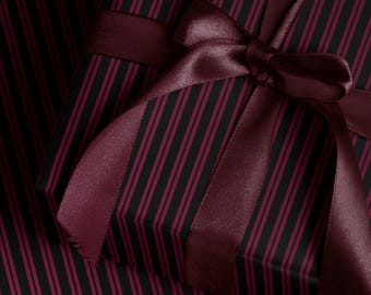 Pink and Black Striped Gift Wrap Moody Wrapping Paper Halloween Party Decor Fall Gift Wrap Romantic Gift for Her Birthday Gift Gothic Decor