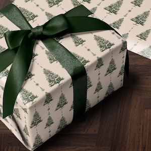 White Christmas Tree Wrapping Paper Holiday Gift Wrap Xmas Decoration Christmas Present Wrapping Roll Festive Decor Classic Gift Wrap Paper