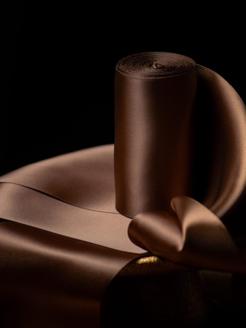 Wide Brown Satin Ribbon for Gift Wrapping 4 Inch Luxury Ribbon for Statement Bows Wedding Decor Holiday Gift Packaging Large Bow Ribbon