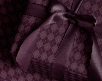 Argyle Purple Wrapping Paper Birthday Purple Plaid Gift Wrap Mom Anniversary Gift for Her Vintage Wrapping Paper Craft Decoupage Paper