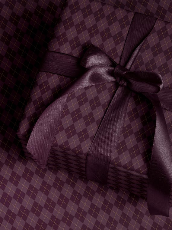 Argyle Purple Wrapping Paper Birthday Purple Plaid Gift Wrap Mom Anniversary Gift for Her Vintage Wrapping Paper Craft Decoupage Paper