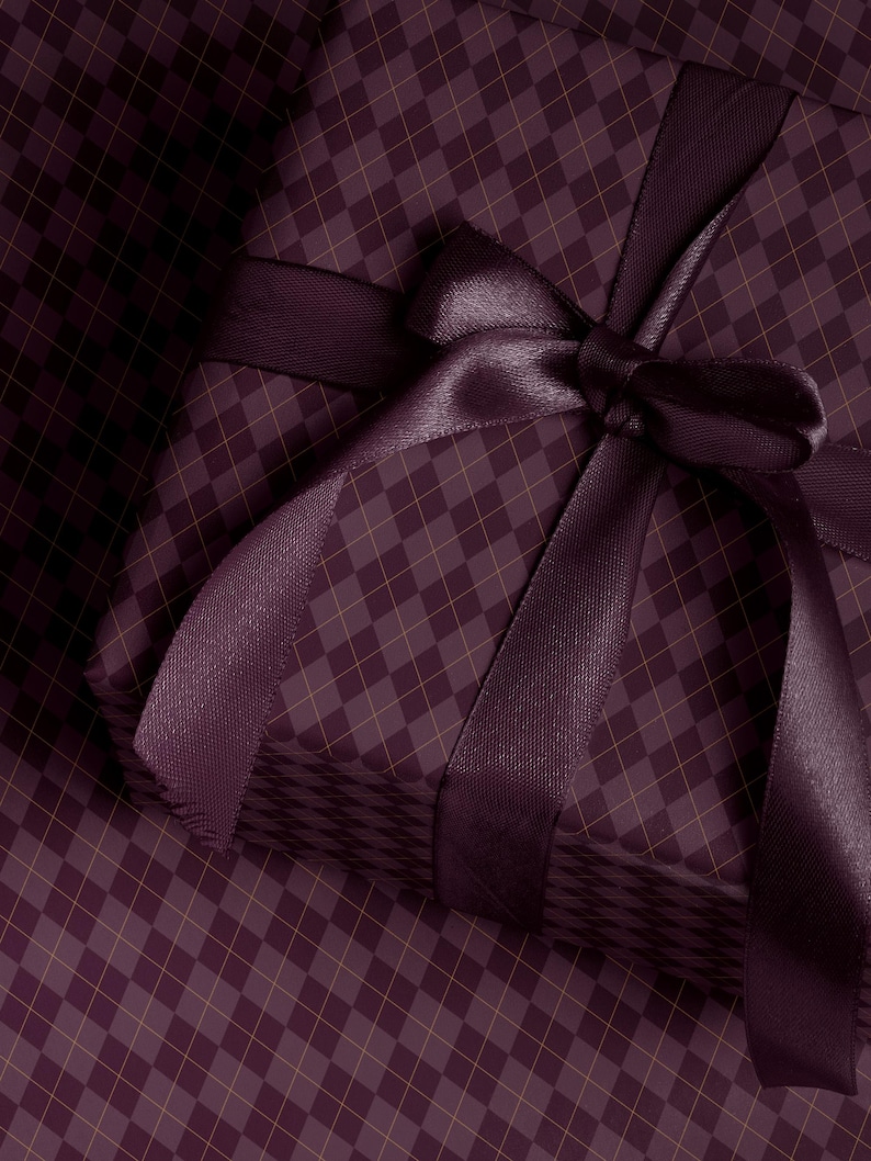 Argyle Purple Wrapping Paper Birthday Purple Plaid Gift Wrap Mom Anniversary Gift for Her Vintage Wrapping Paper Craft Decoupage Paper