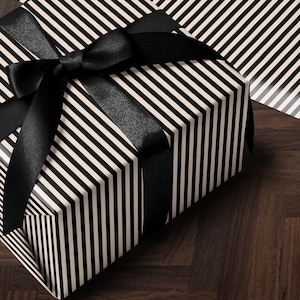 Stripe Wrapping Paper Birthday Gift Wrap Anniversary Wrapping Paper Elegant Gift Wrap Wedding Gift Wrap Special Occasion Gift Wrap Black