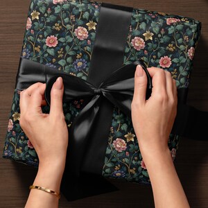 Botanical Garden Wrapping Paper Roll Elegant Gift Wrap Rose Wrapping Paper Lovely Design Gift Wrap Wedding Wrapping Paper Botanical Print