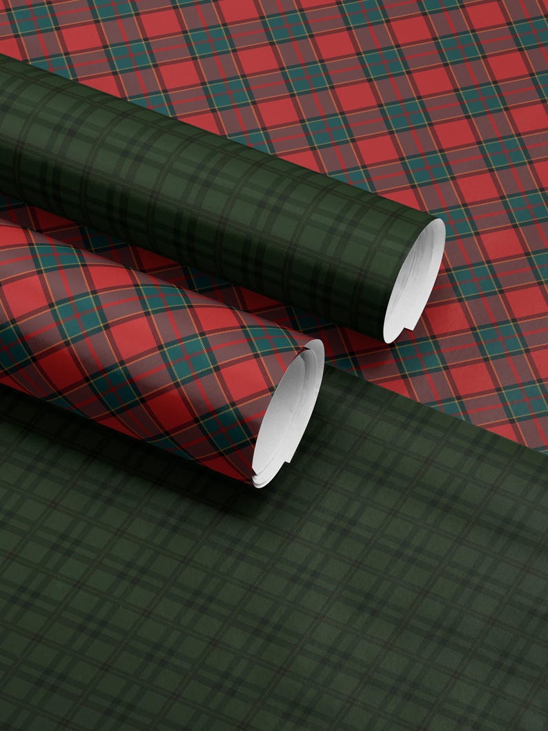 Christmas Plaid Wrapping Paper Nostalgic Christmas Gift Wrap Red and Green Paper Festive Decor Holiday Wrapping Paper Christmas Party Gift