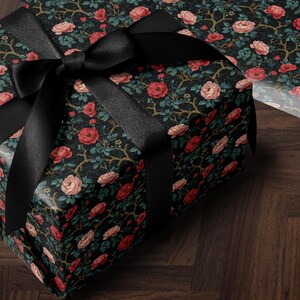 Gothic Floral Wrapping Paper Garden Party Gift Wrap Vintage Wrapping Paper Botanical Print Wedding Gift Wrapping Paper Pattern Gift Wrap Mom