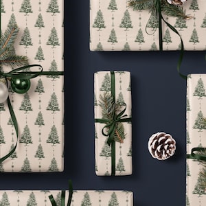 White Christmas Tree Wrapping Paper Holiday Gift Wrap Xmas Decoration Christmas Present Wrapping Roll Festive Decor Classic Gift Wrap Paper